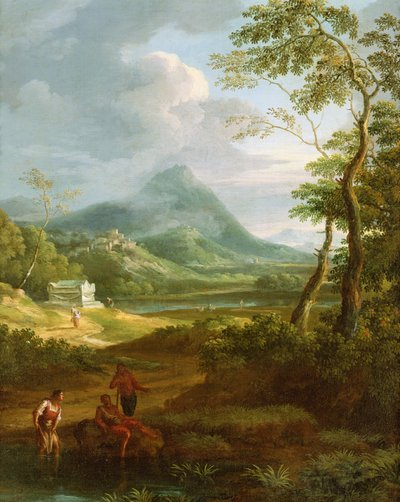 Figures in a classical landscape by Jan Frans van Bloemen